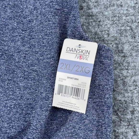 Danskin Now Sport Bra Blue Heather Racerback Workout Activewear 2XL - Picture 3 of 4